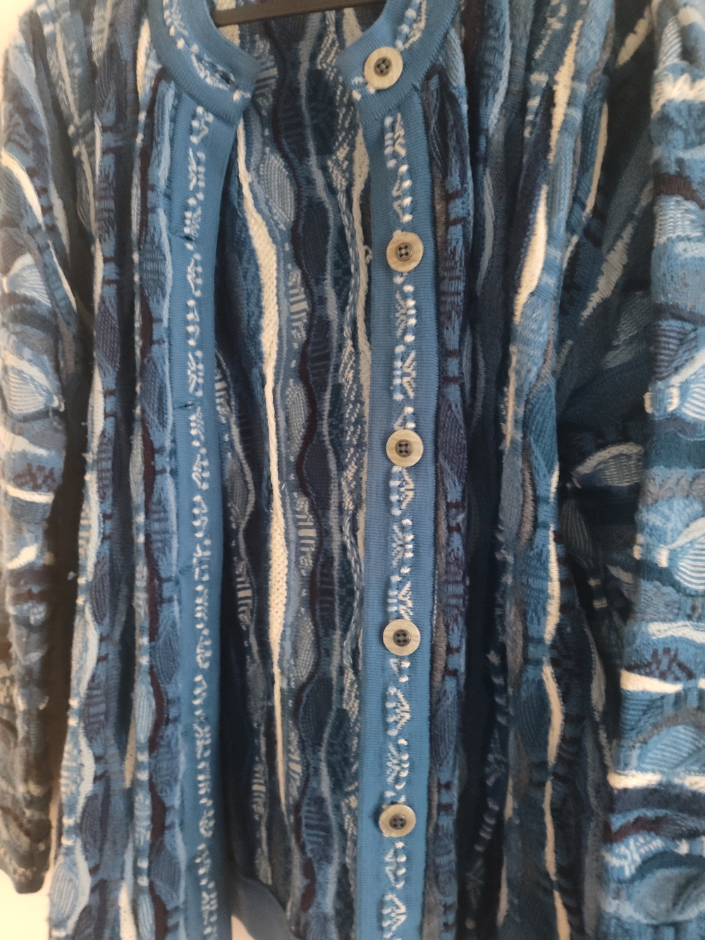 COOGI Blue Multi-Tone Textured Button-Front Jacket - Picture 3 of 4